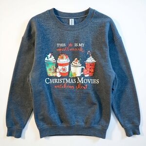 Gildan Gray Crewneck Sweater with Festive Design